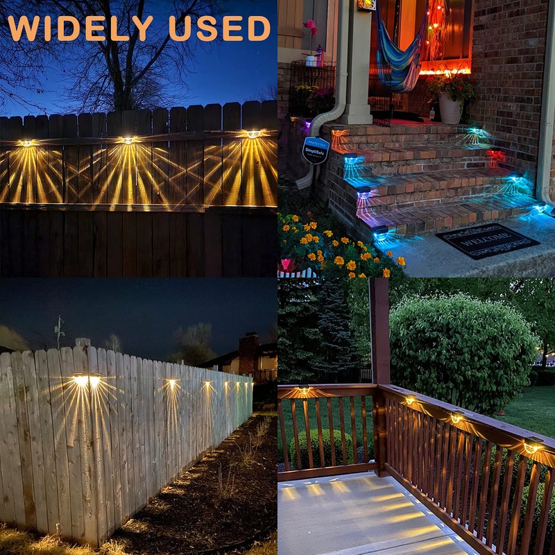 Melunar Solar Deck Lights, 6 Pack Waterproof LED Solar Step Light Outdoor, Fence Lights Solar Powered for Outside, Garden, Patio, Stairs,Yard,10 Lumens, Warm White/Color Changing Lighting - Image 2